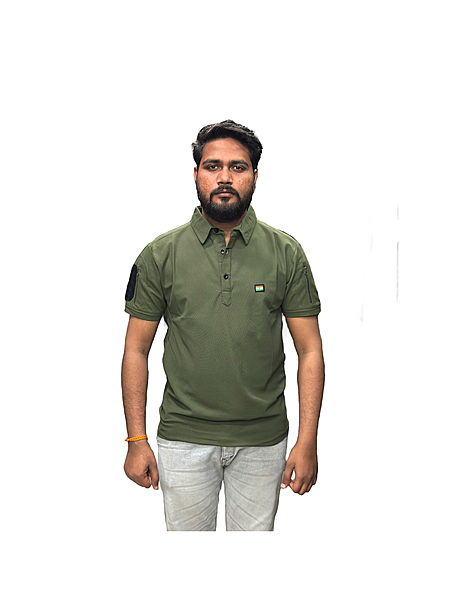 MATTY 2-Zipper half-sleeves Olive color